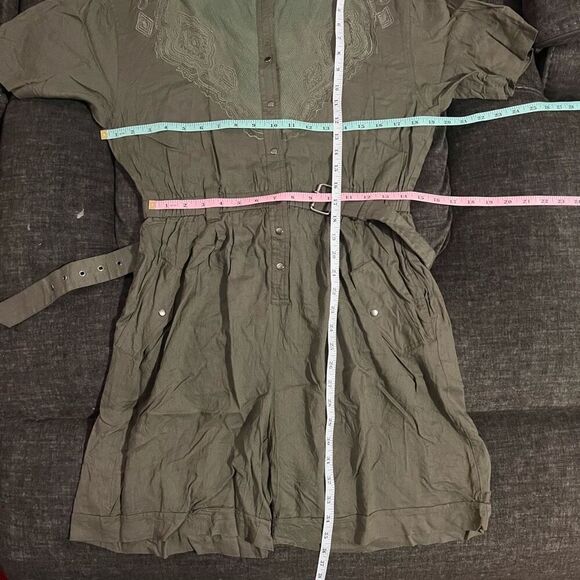 Together! Vintage 80s- 90s Olive Green Belted Romper - Picture 10 of 10